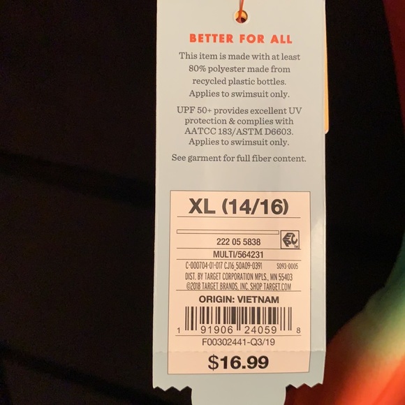 Cat & Jack NWT girls bathing suit Size XL 14/16 - Picture 3 of 6